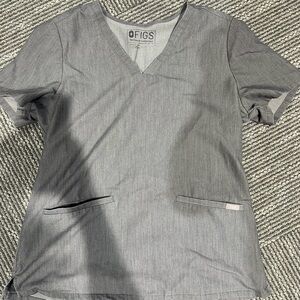 FIGS Women's Gray V-Neck Top